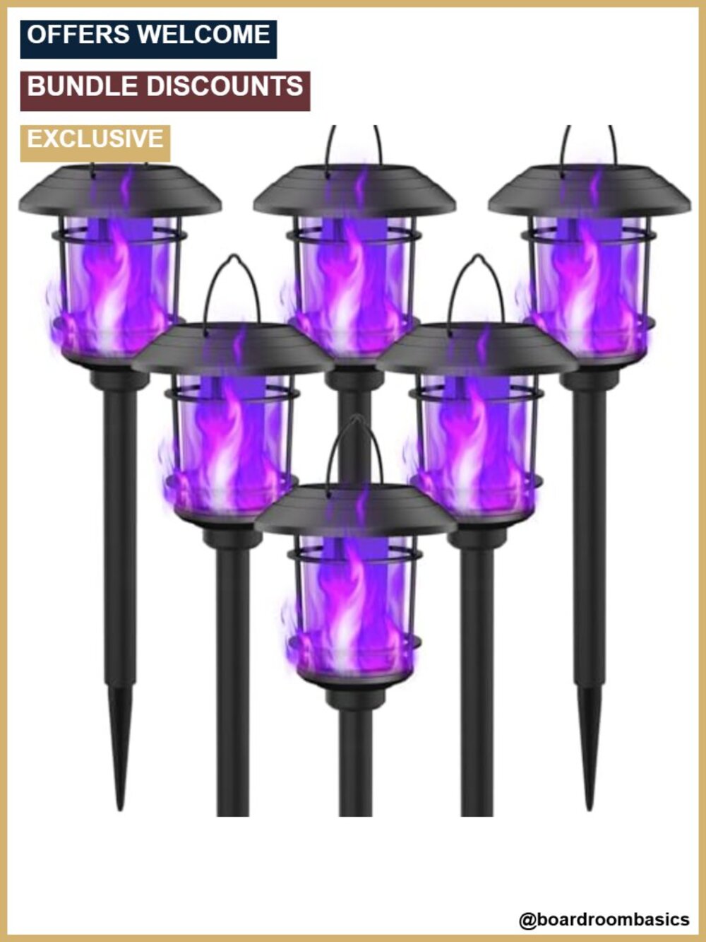 6 Pack Solar Flame Torch Lights Outdoor Flickering Garden